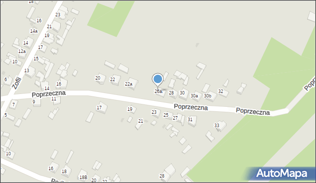 Zelów, Poprzeczna, 26a, mapa Zelów