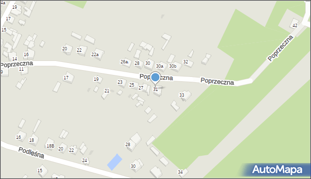 Zelów, Poprzeczna, 31, mapa Zelów