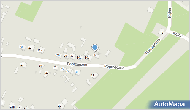 Zelów, Poprzeczna, 32, mapa Zelów