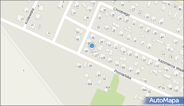 Zelów, Poznańska, 109, mapa Zelów