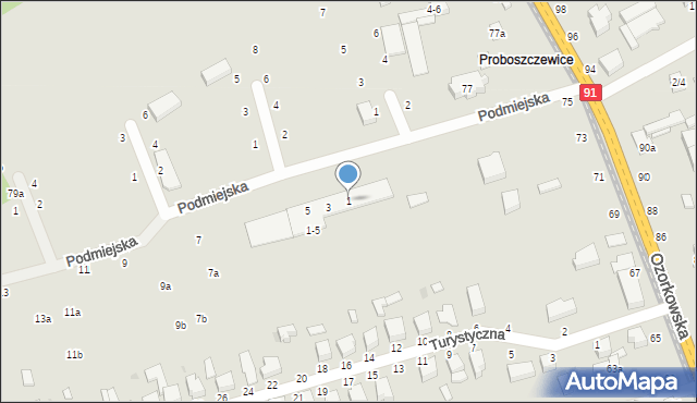 Zgierz, Podmiejska, 1, mapa Zgierz