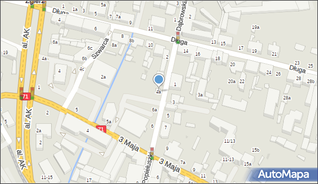 Zgierz, Popiełuszki Jerzego, bł. ks., 4a, mapa Zgierz