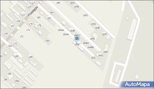 Zgorzała, Postępu, 182a, mapa Zgorzała