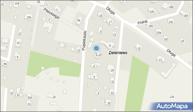 Zieleniewo, Popiełuszki Jerzego, bł. ks., 7, mapa Zieleniewo