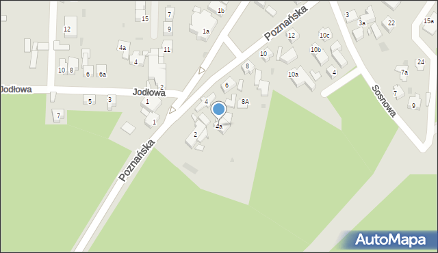 Zielona Góra, Poznańska, 4a, mapa Zielona Góra