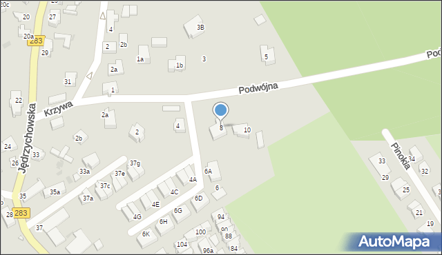 Zielona Góra, Podwójna, 8, mapa Zielona Góra