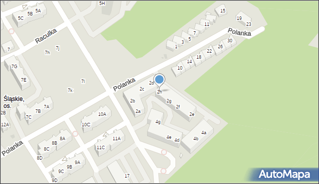 Zielona Góra, Polanka, 2h, mapa Zielona Góra