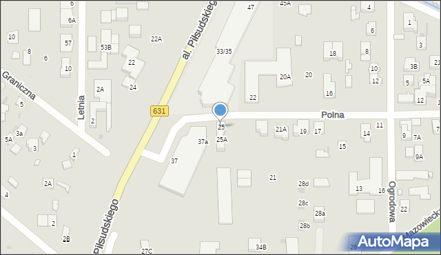 Zielonka, Polna, 25, mapa Zielonka