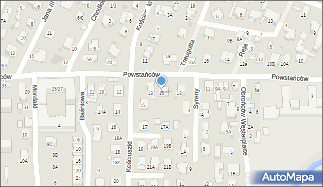 Zielonka, Powstańców, 15, mapa Zielonka