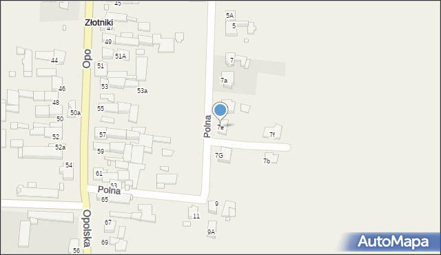 Złotniki, Polna, 7e, mapa Złotniki