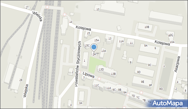 Żmigród, Powstańców Styczniowych, 1A, mapa Żmigród