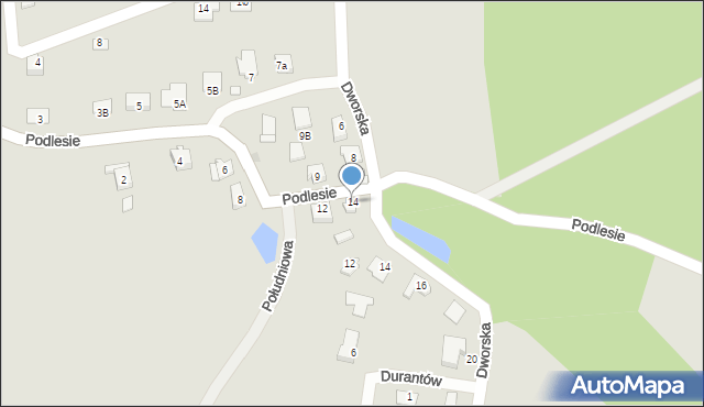 Żory, Podlesie, 14, mapa Żor