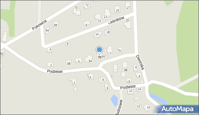 Żory, Podlesie, 5B, mapa Żor