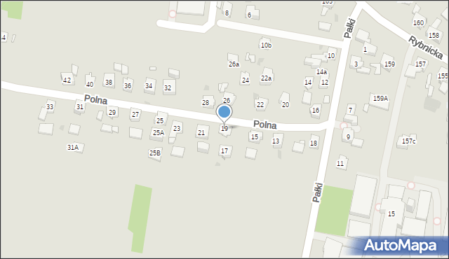 Żory, Polna, 19, mapa Żor