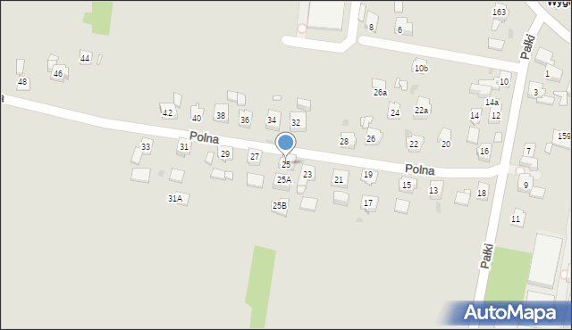 Żory, Polna, 25, mapa Żor