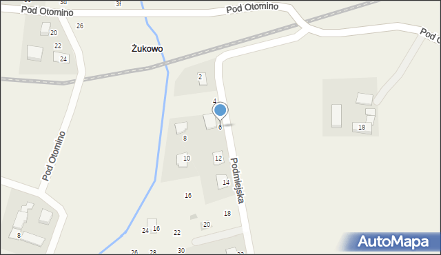 Żukowo, Podmiejska, 6, mapa Żukowo