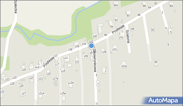 Żywiec, Podlesie, 107, mapa Żywiec