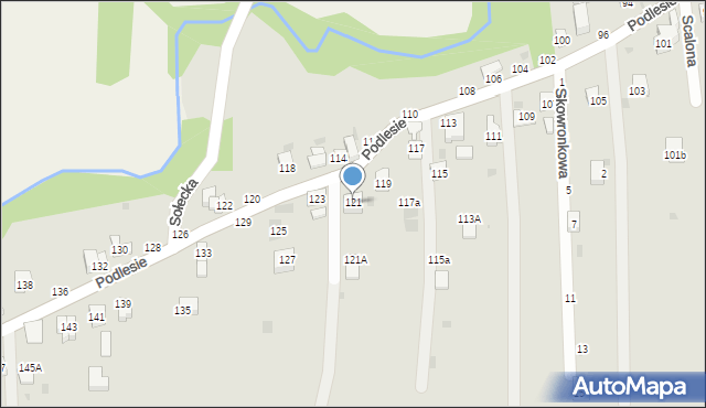 Żywiec, Podlesie, 121, mapa Żywiec