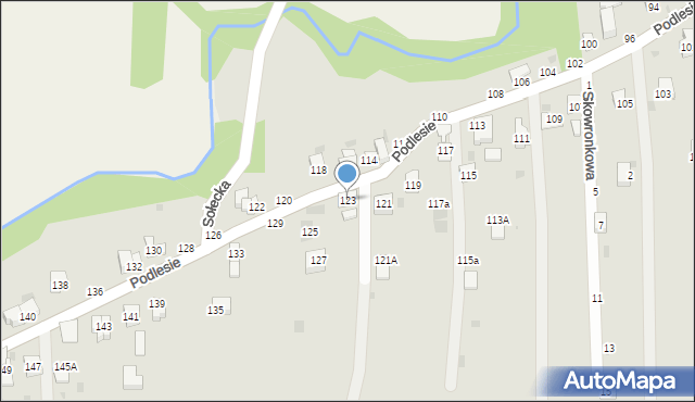 Żywiec, Podlesie, 123, mapa Żywiec