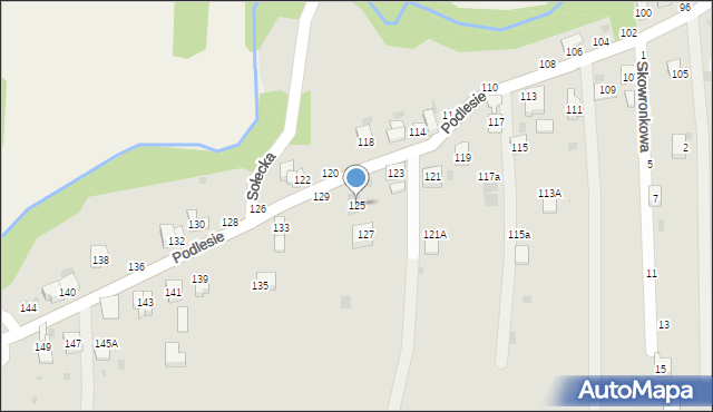 Żywiec, Podlesie, 125, mapa Żywiec