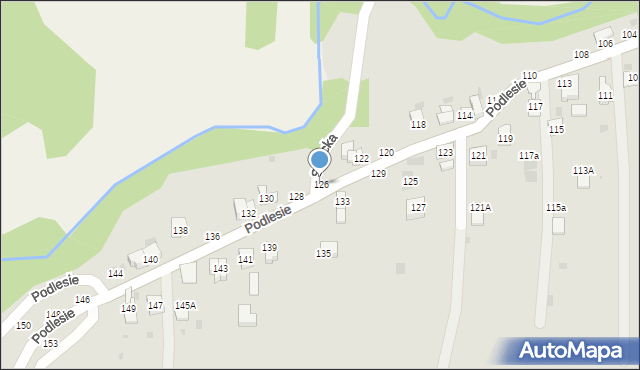 Żywiec, Podlesie, 126, mapa Żywiec