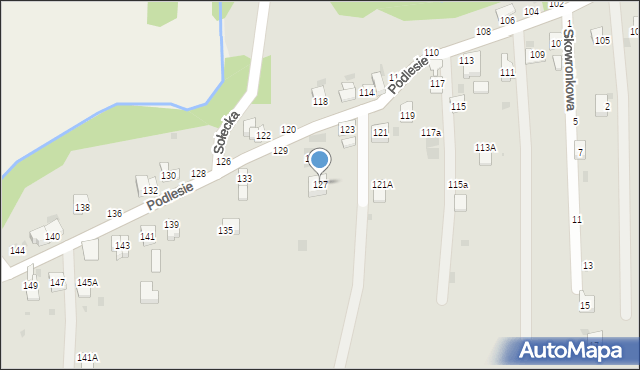 Żywiec, Podlesie, 127, mapa Żywiec