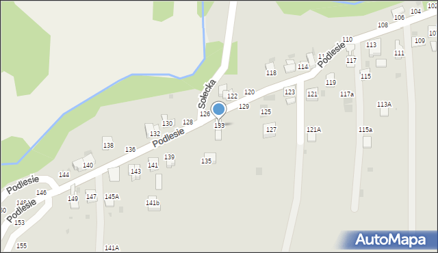 Żywiec, Podlesie, 133, mapa Żywiec