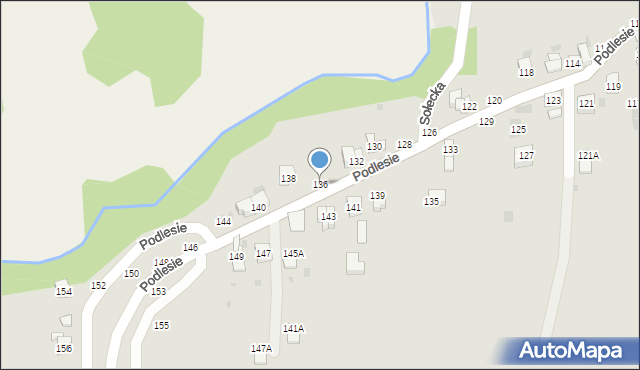 Żywiec, Podlesie, 136, mapa Żywiec