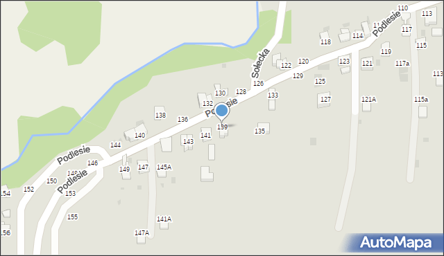 Żywiec, Podlesie, 139, mapa Żywiec