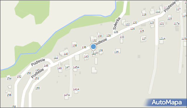 Żywiec, Podlesie, 141, mapa Żywiec