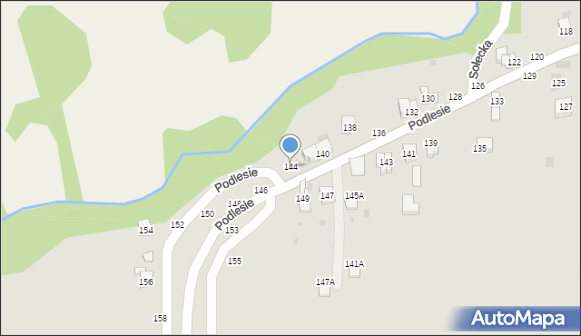 Żywiec, Podlesie, 144, mapa Żywiec