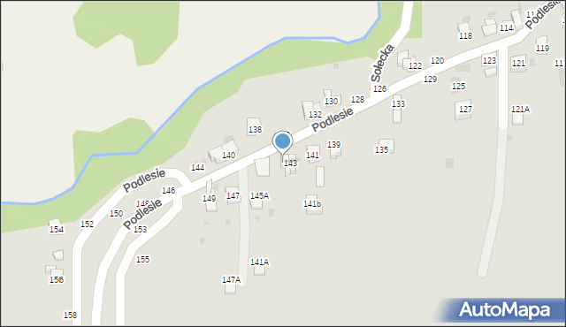 Żywiec, Podlesie, 145, mapa Żywiec