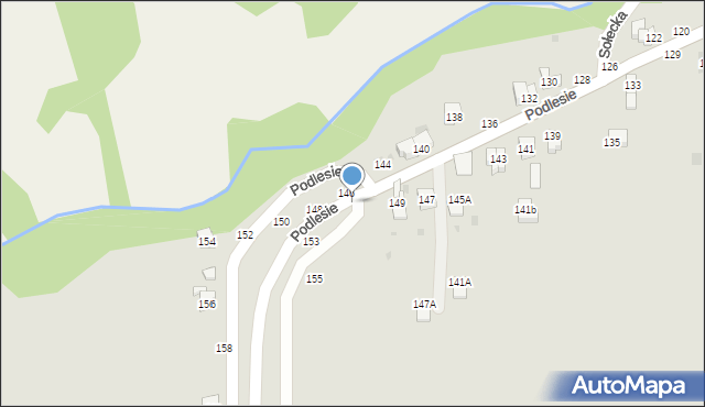 Żywiec, Podlesie, 151, mapa Żywiec