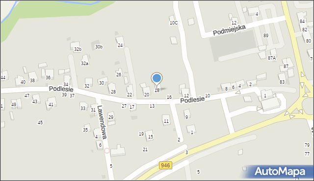 Żywiec, Podlesie, 18, mapa Żywiec