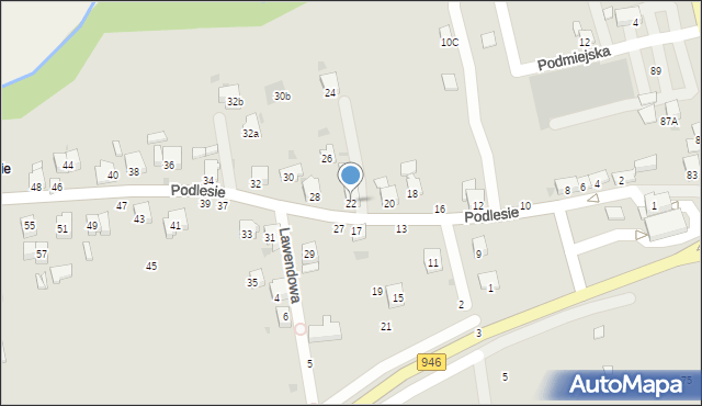 Żywiec, Podlesie, 22, mapa Żywiec