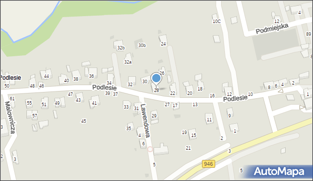 Żywiec, Podlesie, 28, mapa Żywiec