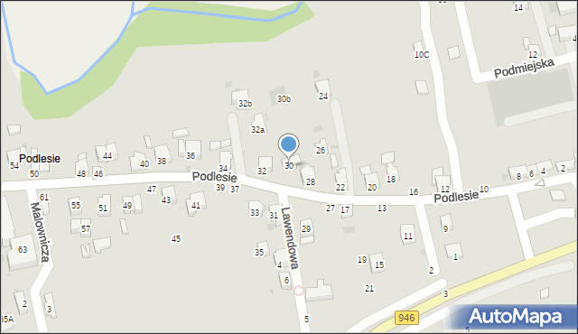 Żywiec, Podlesie, 30, mapa Żywiec