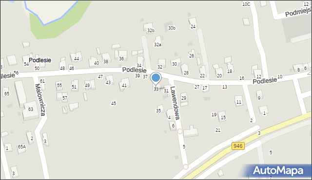 Żywiec, Podlesie, 33, mapa Żywiec