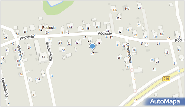 Żywiec, Podlesie, 45, mapa Żywiec