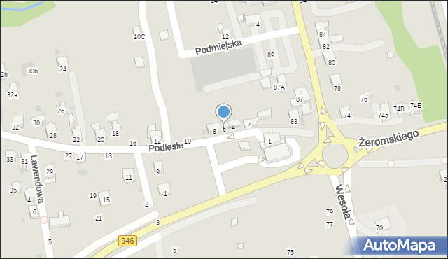 Żywiec, Podlesie, 6, mapa Żywiec