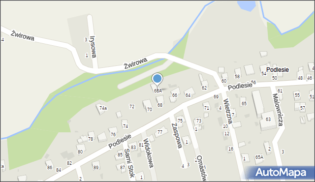 Żywiec, Podlesie, 68A, mapa Żywiec