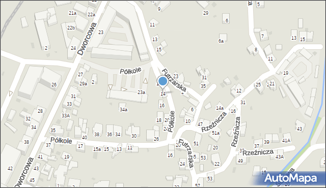 Żywiec, Półkole, 14, mapa Żywiec