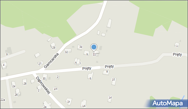 Alwernia, Pręty, 11, mapa Alwernia