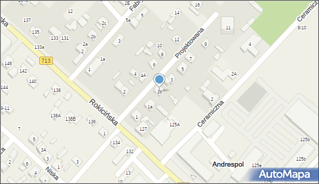 Andrespol, Projektowana, 1b, mapa Andrespol