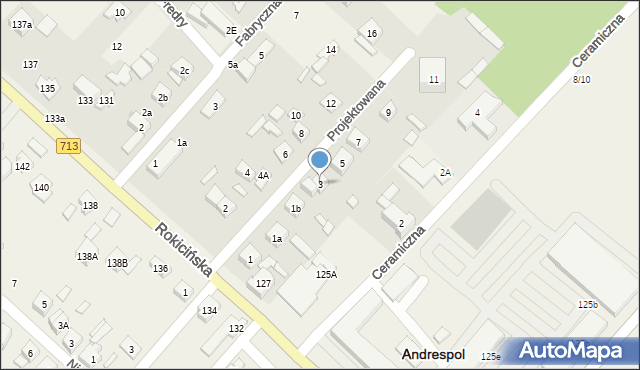 Andrespol, Projektowana, 3, mapa Andrespol