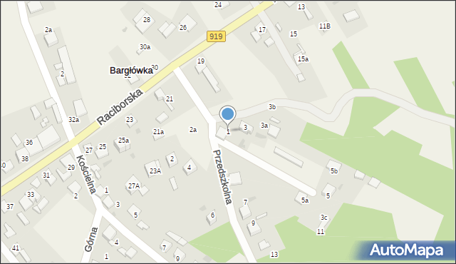 Bargłówka, Przedszkolna, 1, mapa Bargłówka