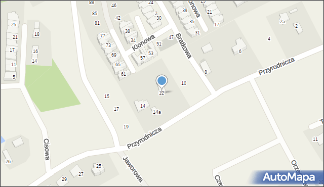 Bartąg, Przyrodnicza, 12, mapa Bartąg