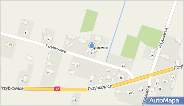 Biadacz, Przybkowice, 11, mapa Biadacz