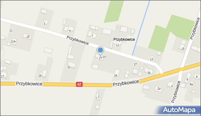 Biadacz, Przybkowice, 17, mapa Biadacz