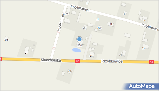 Biadacz, Przybkowice, 25A, mapa Biadacz